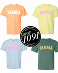 Mama Glitter Embroidered Comfort Color Tshirts