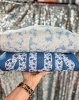 Blue Floral Embroidered Monogrammed Crewnecks