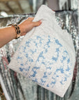 Blue Floral Embroidered Monogrammed Crewnecks