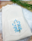 Floral Cross Embroidered Pocket Tshirt
