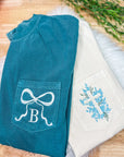 Floral Cross Embroidered Pocket Tshirt