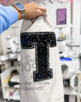 Sequin Varsity Letter Crew